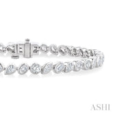 4 Ctw Mixed Diamond Cut Fashion Tennis Bracelet in 14K White Gold